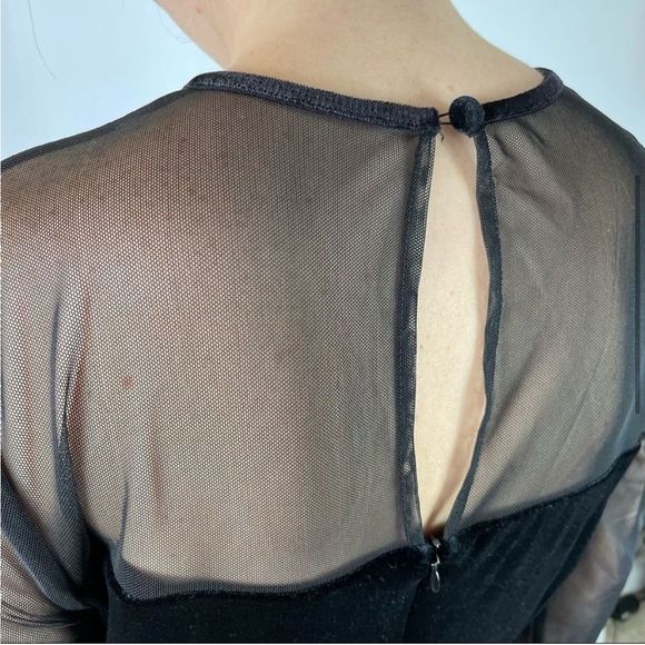 Vintage Velvet Sheer Neckline Dress - Picture 5 of 9